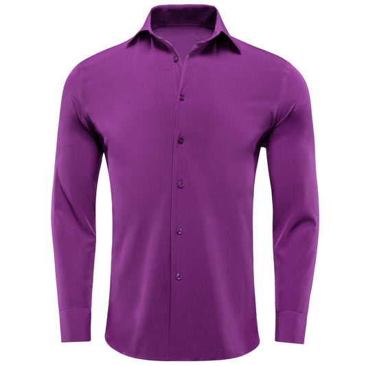 Purple Solid Dress Shirt shirt S   - Sophisticated Gentlemen