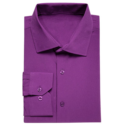 Purple Solid Dress Shirt shirt    - Sophisticated Gentlemen
