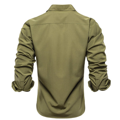 Olive Green Solid Cotton Dress Shirt shirt    - Sophisticated Gentlemen