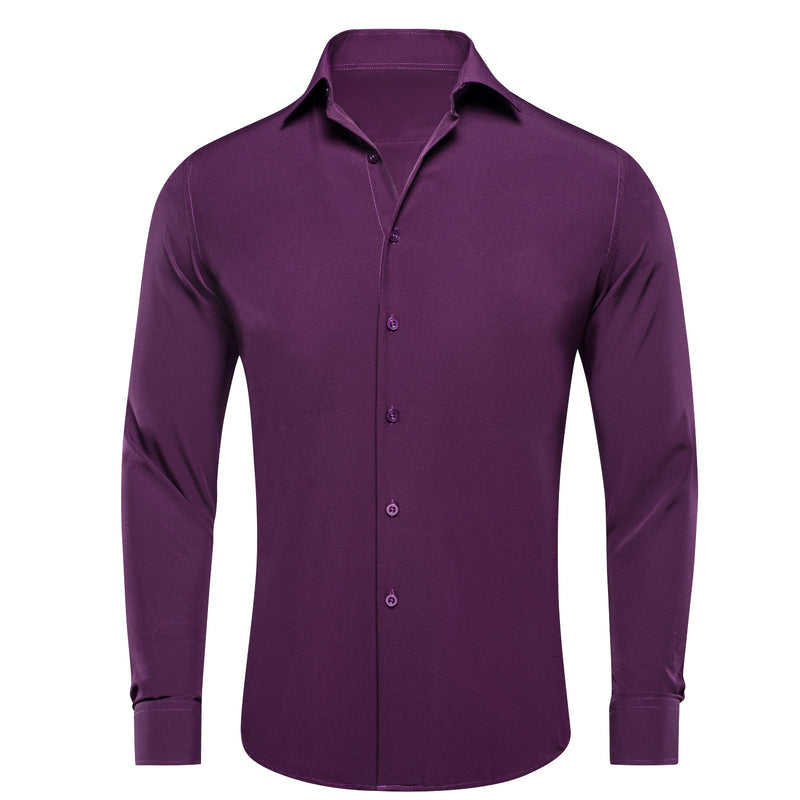 Dark Purple Solid Cotton Dress Shirt shirt S   - Sophisticated Gentlemen