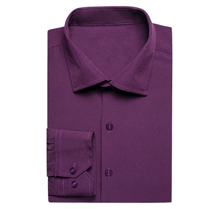 Dark Purple Solid Cotton Dress Shirt shirt    - Sophisticated Gentlemen