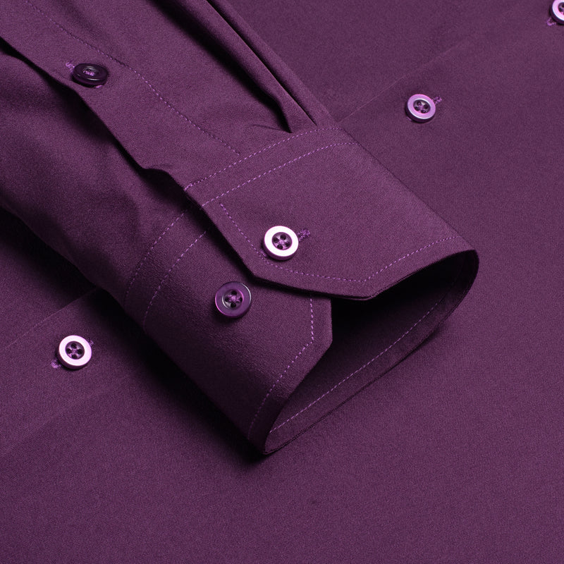 Dark Purple Solid Cotton Dress Shirt shirt    - Sophisticated Gentlemen