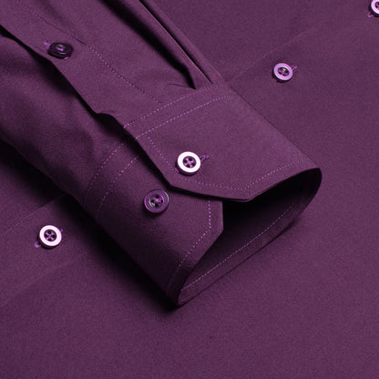 Dark Purple Solid Cotton Dress Shirt shirt    - Sophisticated Gentlemen