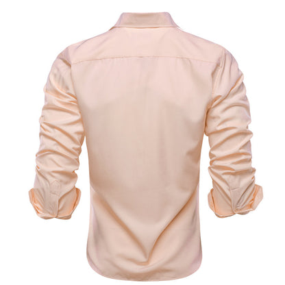 Light Pink Solid Cotton Dress Shirt shirt    - Sophisticated Gentlemen
