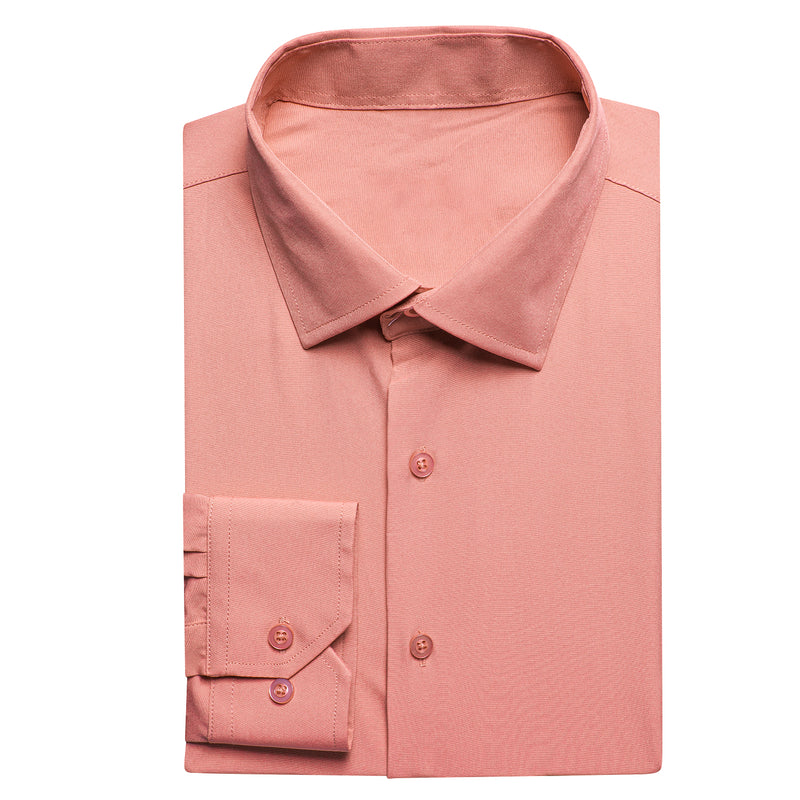 Flesh Pink Solid Cotton Dress Shirt shirt    - Sophisticated Gentlemen