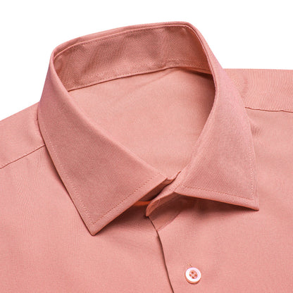 Flesh Pink Solid Cotton Dress Shirt shirt    - Sophisticated Gentlemen