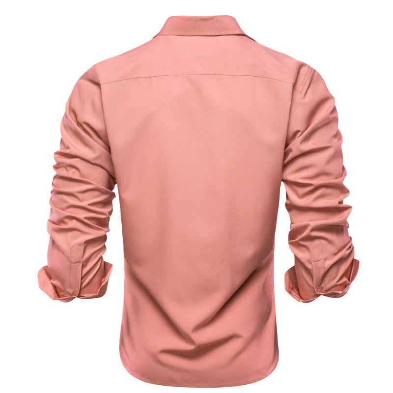Flesh Pink Solid Cotton Dress Shirt shirt    - Sophisticated Gentlemen