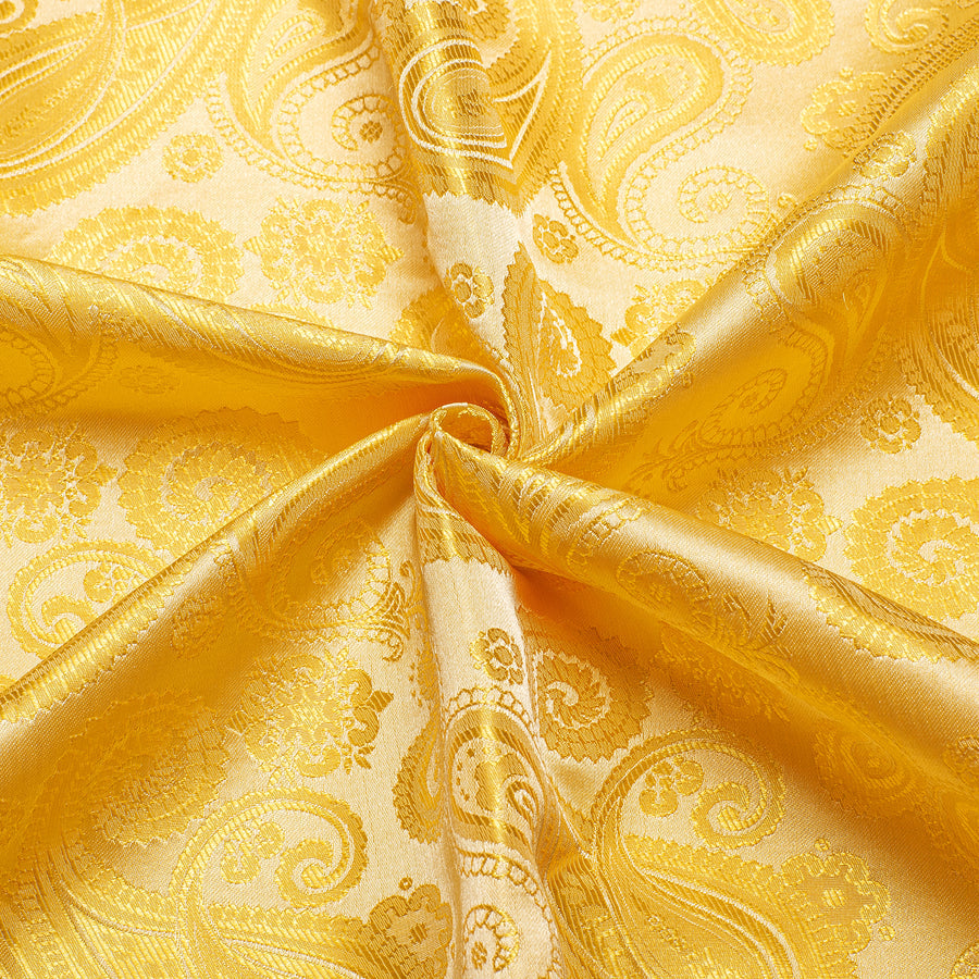 Yellow Golden Paisley Silk Dress Shirt shirt    - Sophisticated Gentlemen
