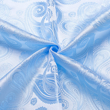 Sky Blue Paisley Silk Dress Shirt shirt    - Sophisticated Gentlemen