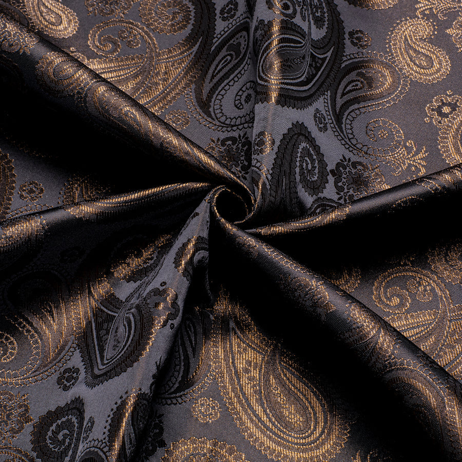 Classic Black Brown Paisley Silk Dress Shirt shirt    - Sophisticated Gentlemen
