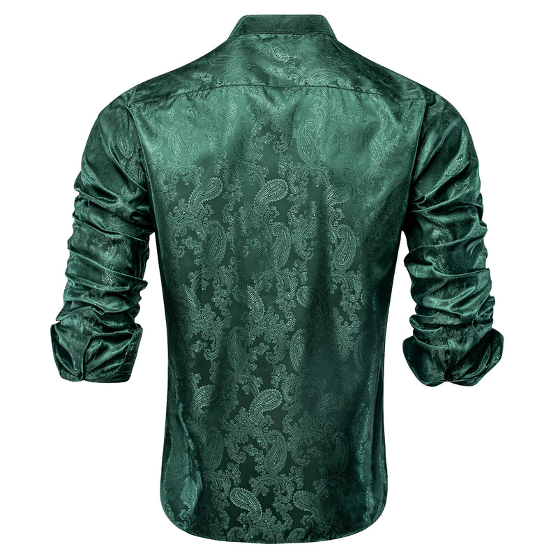 Dark Green Paisley Silk Dress Shirt shirt    - Sophisticated Gentlemen