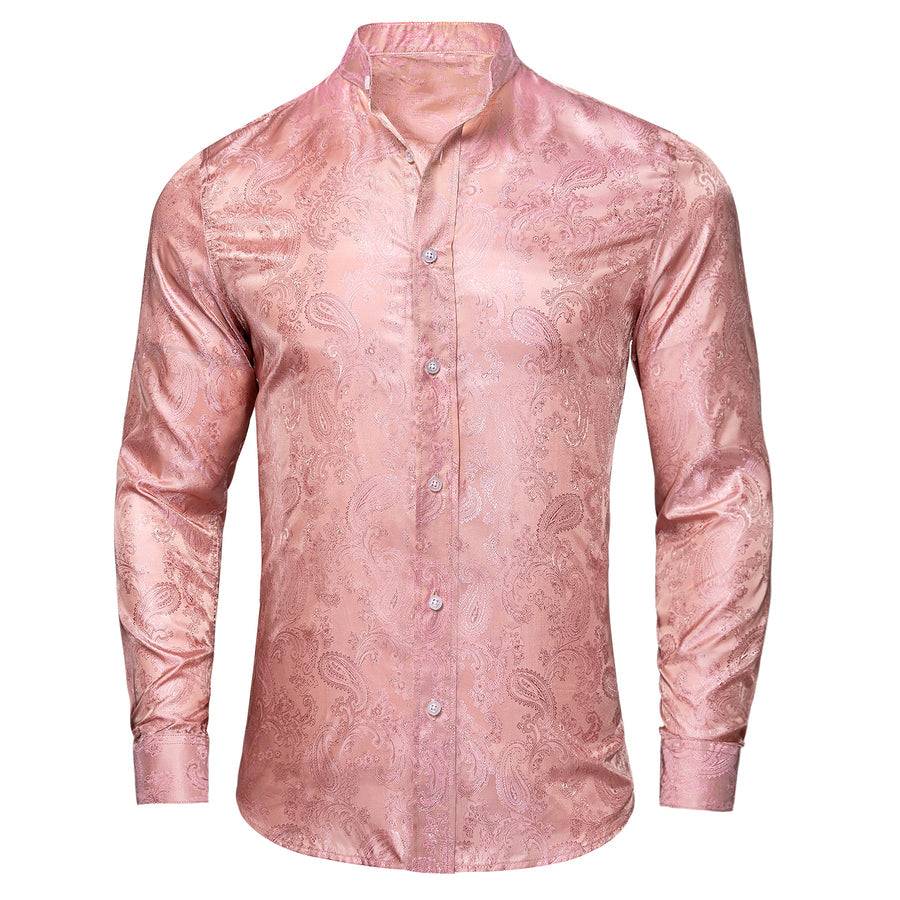 Pink Paisley Silk Dress Shirt shirt S   - Sophisticated Gentlemen