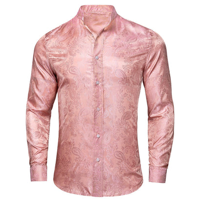 Pink Paisley Silk Dress Shirt shirt S   - Sophisticated Gentlemen