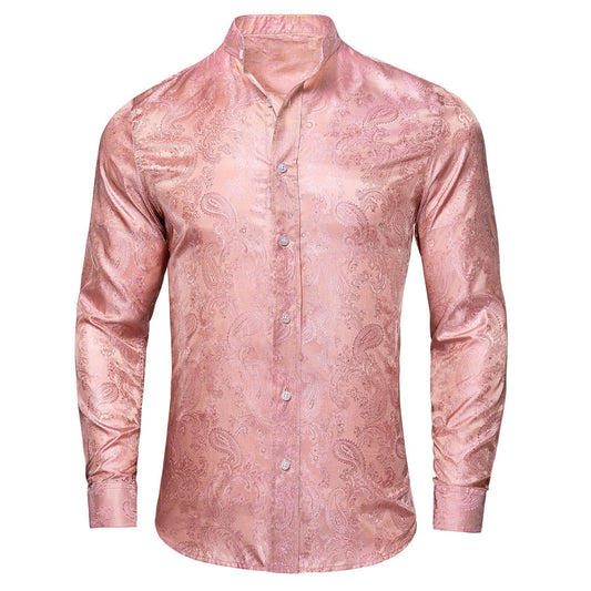 Pink Paisley Silk Dress Shirt shirt S   - Sophisticated Gentlemen