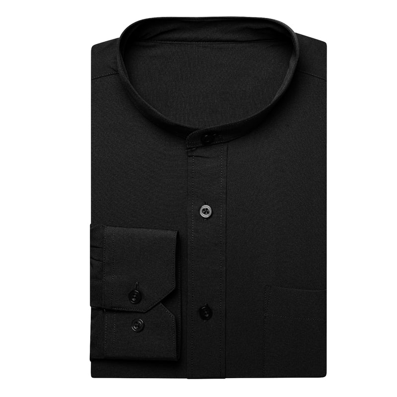 Black Solid Dress Shirt shirt    - Sophisticated Gentlemen