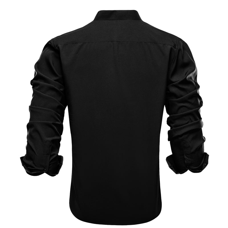 Black Solid Dress Shirt shirt    - Sophisticated Gentlemen