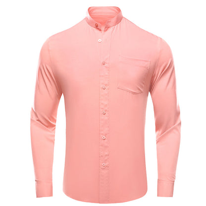 Coral Pink Solid Men's Dress Shirt shirt S   - Sophisticated Gentlemen