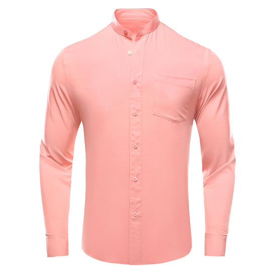 Coral Pink Solid Men's Dress Shirt shirt S   - Sophisticated Gentlemen