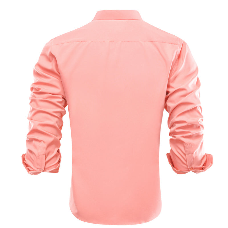 Coral Pink Solid Men's Dress Shirt shirt    - Sophisticated Gentlemen