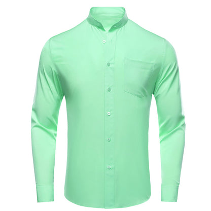 Spring Green Solid Dress Shirt shirt S   - Sophisticated Gentlemen