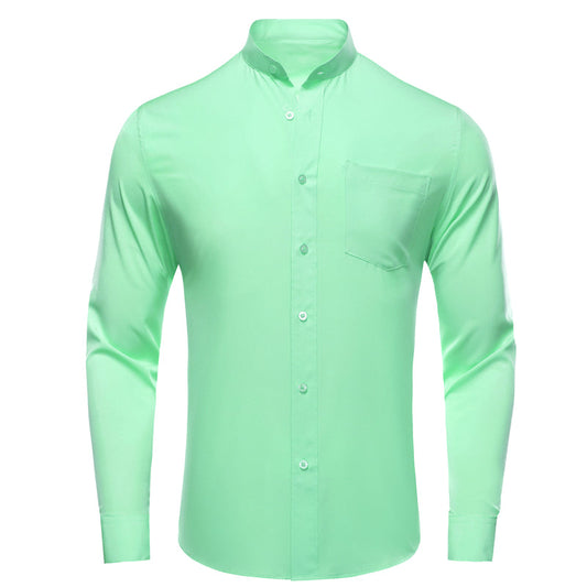 Spring Green Solid Dress Shirt shirt S   - Sophisticated Gentlemen