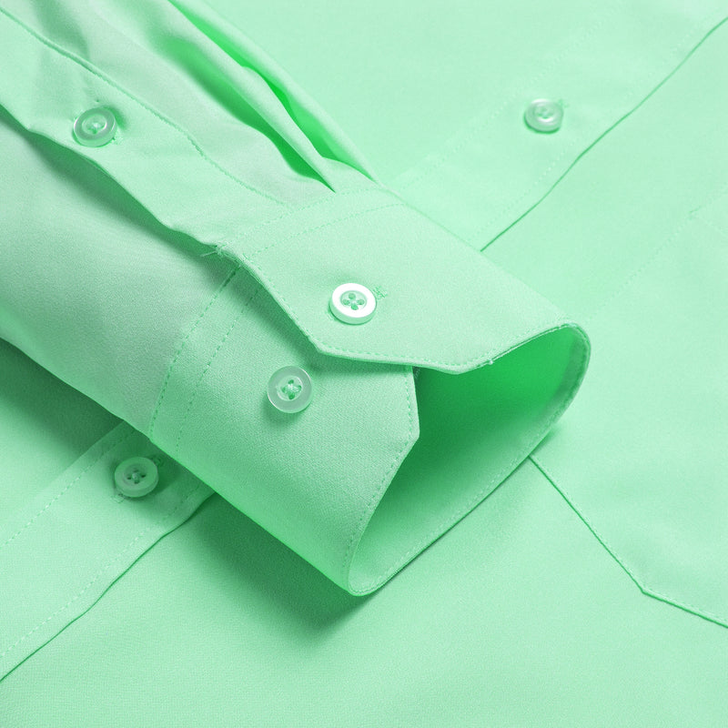 Spring Green Solid Dress Shirt shirt    - Sophisticated Gentlemen