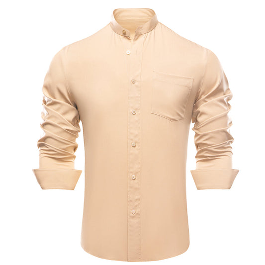 Wheat Solid Men's Dress Shirt shirt S   - Sophisticated Gentlemen