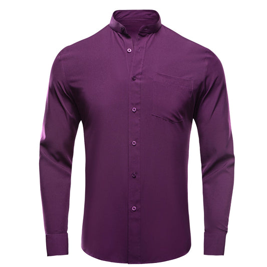 Deep Purple Solid Dress Shirt shirt S   - Sophisticated Gentlemen