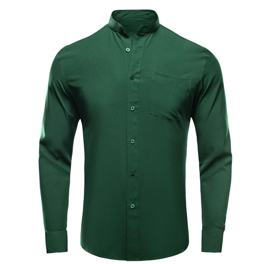 Deep Green Solid Dress Shirt shirt S   - Sophisticated Gentlemen