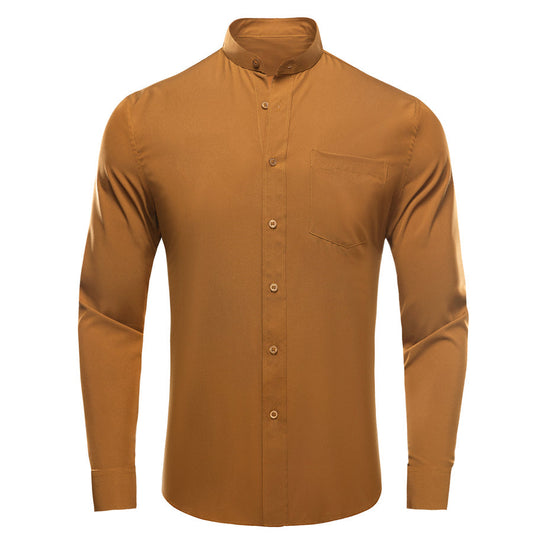 Deep Orange Solid Men's Dress Shirt shirt S   - Sophisticated Gentlemen