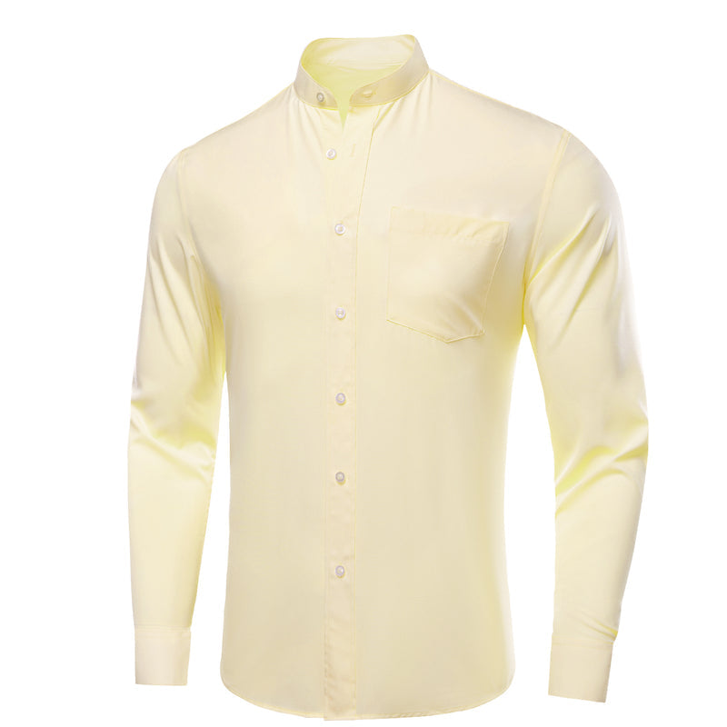 Light Yellow Solid Dress Shirt shirt S   - Sophisticated Gentlemen