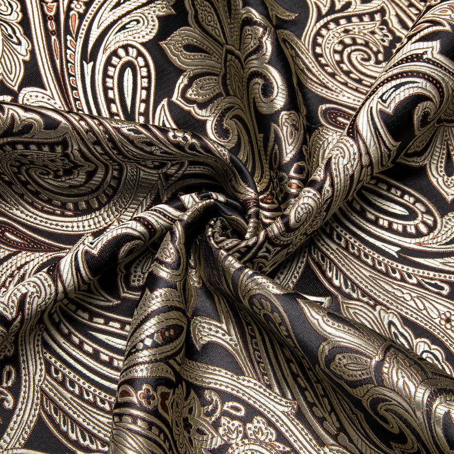 Champagne Black Paisley Silk Dress Shirt shirt    - Sophisticated Gentlemen