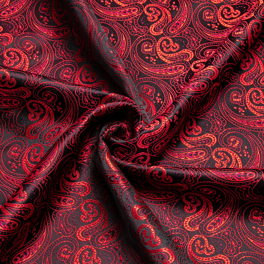 Red Black Paisley Silk Dress Shirt shirt    - Sophisticated Gentlemen