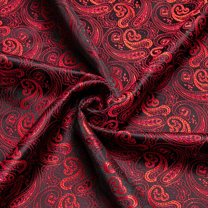 Red Black Paisley Silk Dress Shirt shirt    - Sophisticated Gentlemen