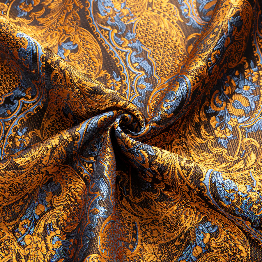 Golden With Blue Paisley Silk Dress Shirt shirt    - Sophisticated Gentlemen