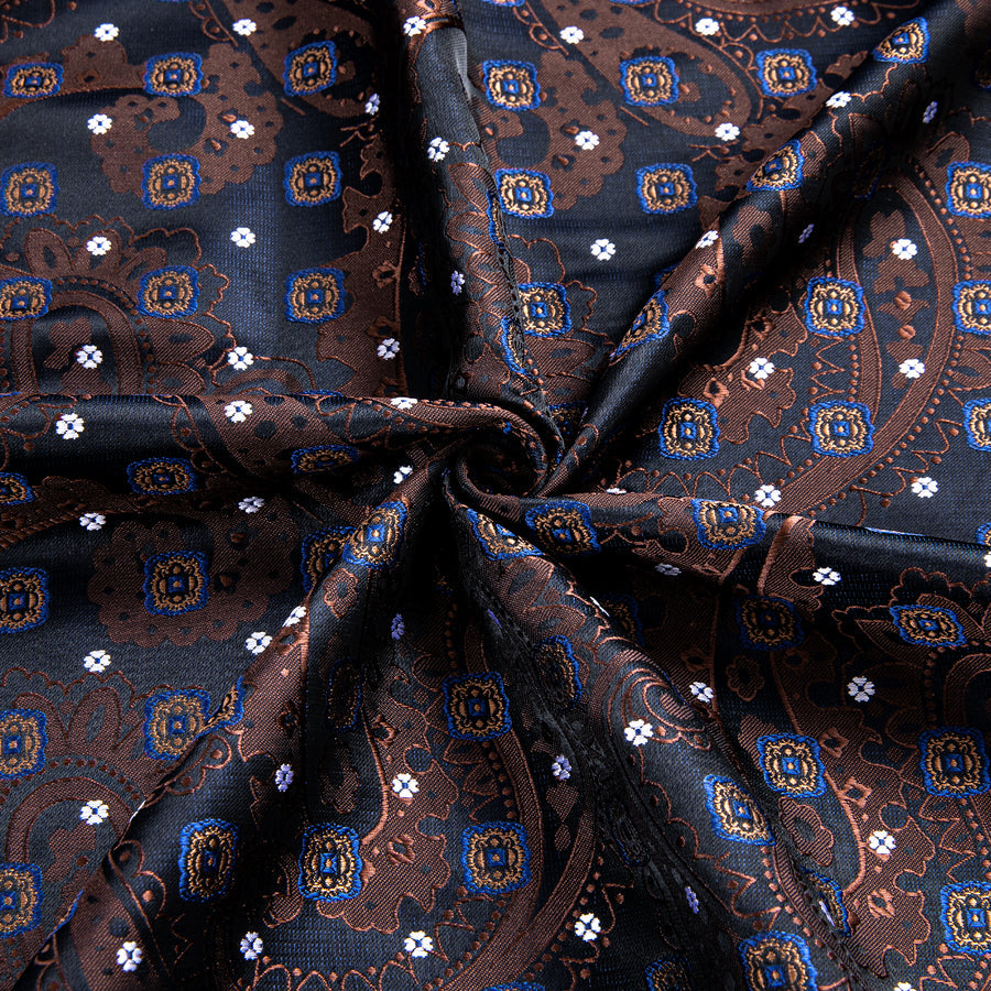 Brown Blue Paisley Silk Dress Shirt shirt    - Sophisticated Gentlemen