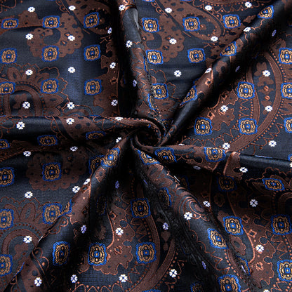Brown Blue Paisley Silk Dress Shirt shirt    - Sophisticated Gentlemen