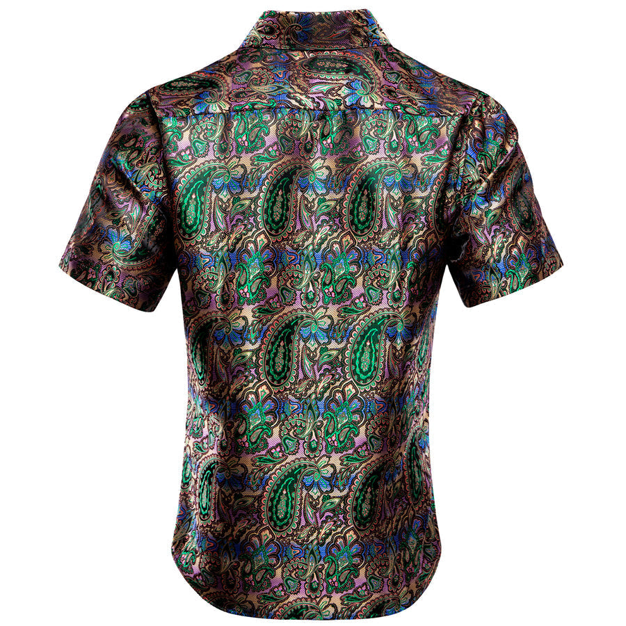 Green Gradient Paisley Silk Dress Shirt shirt    - Sophisticated Gentlemen