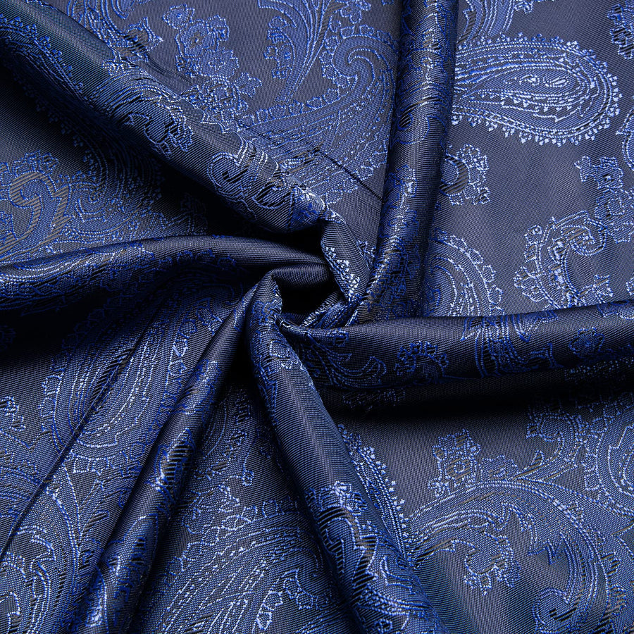 Pure Dark Blue Paisley Silk Dress Shirt shirt    - Sophisticated Gentlemen