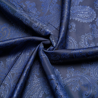 Pure Dark Blue Paisley Silk Dress Shirt shirt    - Sophisticated Gentlemen