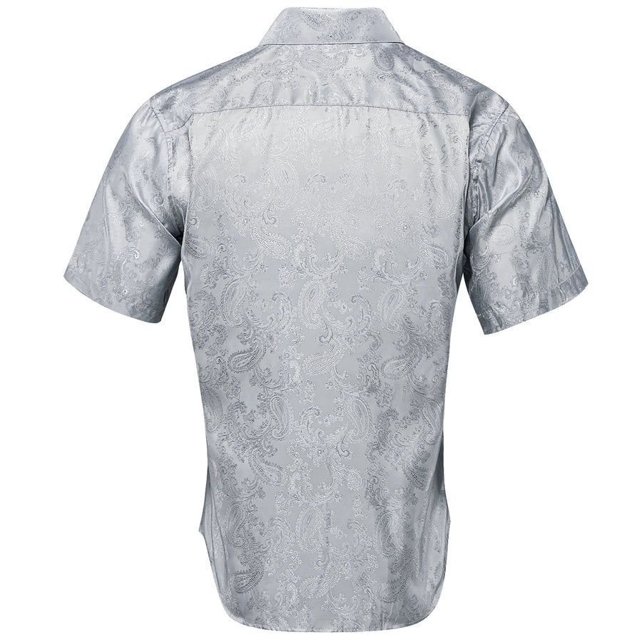 Gray Paisley Silk Dress Shirt shirt    - Sophisticated Gentlemen