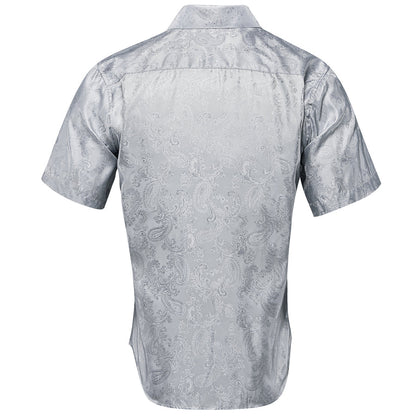 Gray Paisley Silk Dress Shirt shirt    - Sophisticated Gentlemen