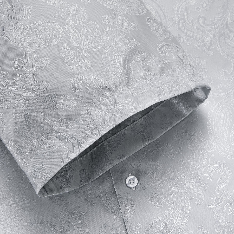 Gray Paisley Silk Dress Shirt shirt    - Sophisticated Gentlemen