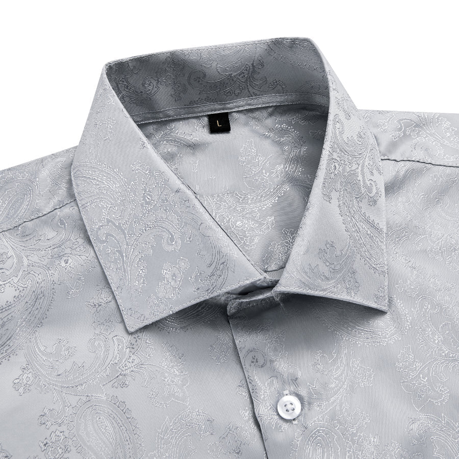 Gray Paisley Silk Dress Shirt shirt    - Sophisticated Gentlemen