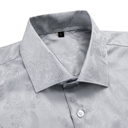 Gray Paisley Silk Dress Shirt shirt    - Sophisticated Gentlemen