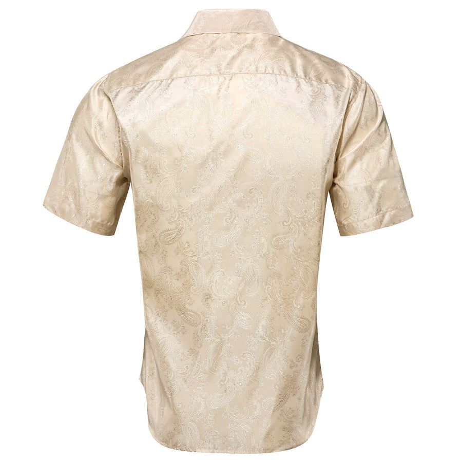 Champagne Paisley Silk Dress Shirt shirt    - Sophisticated Gentlemen