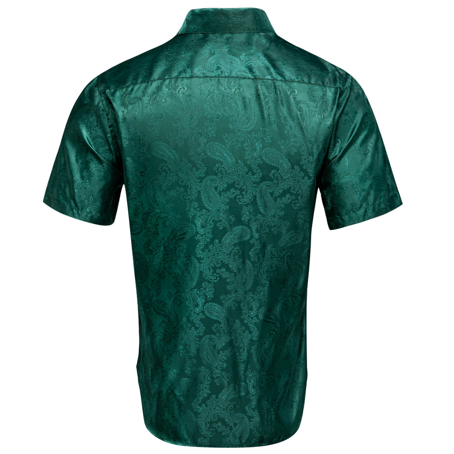 Dark Green Paisley Silk Dress Shirt shirt    - Sophisticated Gentlemen