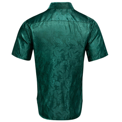Dark Green Paisley Silk Dress Shirt shirt    - Sophisticated Gentlemen