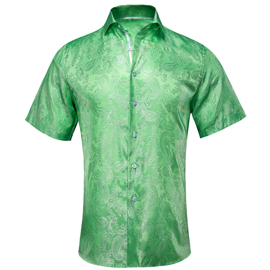 Fluorescent Green Paisley Silk Dress Shirt shirt    - Sophisticated Gentlemen