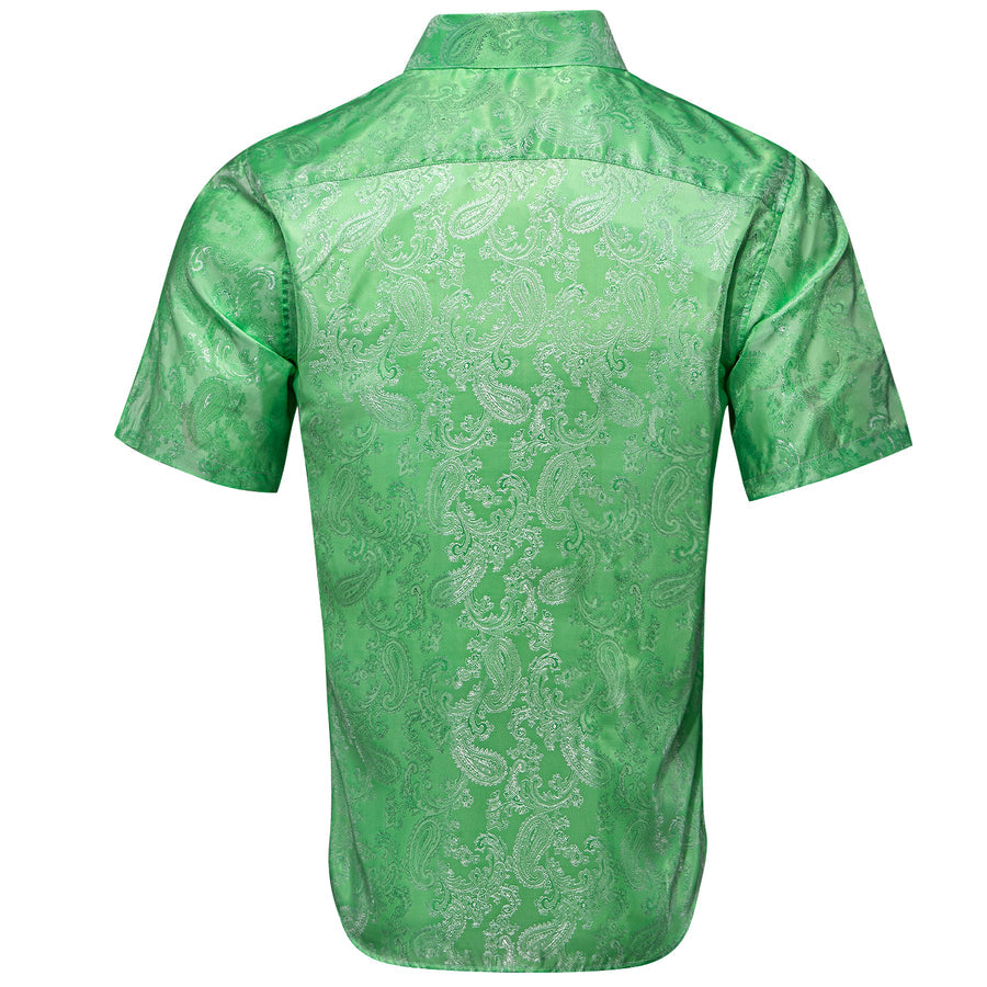 Fluorescent Green Paisley Silk Dress Shirt shirt    - Sophisticated Gentlemen